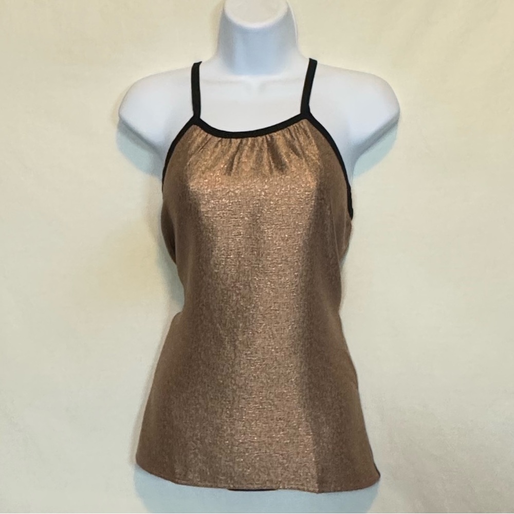 D-90 The Limited Black & Metallic Gold Sleeveless Pullover Summer Blouse Size‎ S